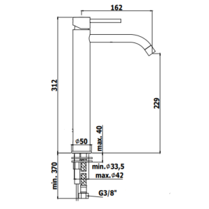 LIGHT - MISCELATORE LAVABO ALTO CROMO SENZA PILETTA DI SCARICO